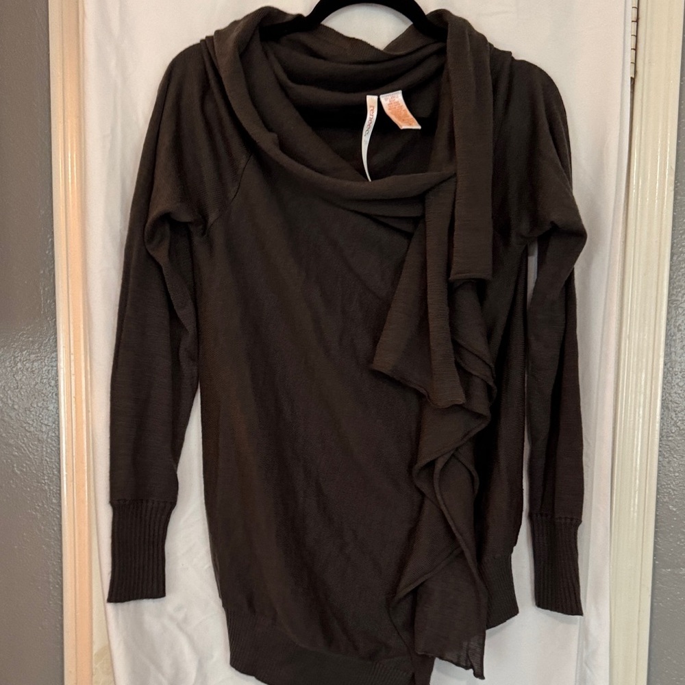 Renee C. Dark Brown Cowl Neck Sweater